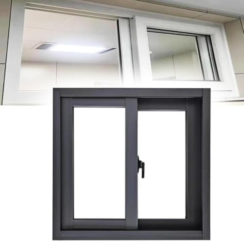ZIUSFAC Aluminium Schuppenfenster Keller Ersatzfenster 40 43 45 50 60cm Kellerfenster Kleine Fenster Für Badezimmer Garage Scheunen Schwarz/Weiß(Gray,(WxH) 90x45cm/35x18)