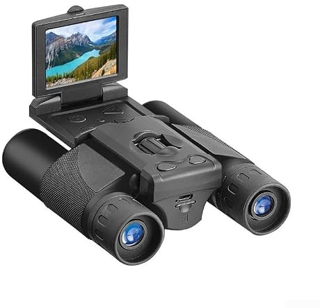 Kompakt 12 x 32 kikare med kamera och LCD-skärm för inspelning och granskning av natur, sport och resesituationer i högupplöst (svart)