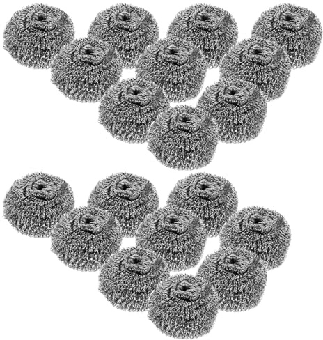 Healeved 20pcs Stainless Steel Dish Scrubber Balls Heavy-Duty Metal Pot Scrubbers for Kitchen Cleaning Sturdy Steel Wool for Pans Grills and Appliances