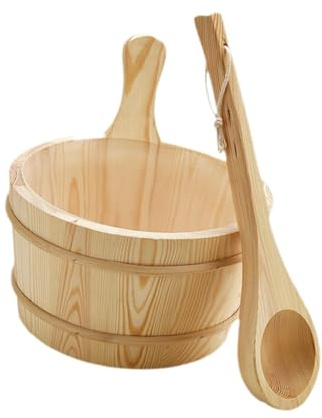 YIUPEDRFG Accesorios de spa Cubo de agua para sauna hecho a mano 4 l Juego cubo y cucharón para sauna Barril Para madera Accesorios baño premium 4 l y juego cucharón Baño hecho a mano
