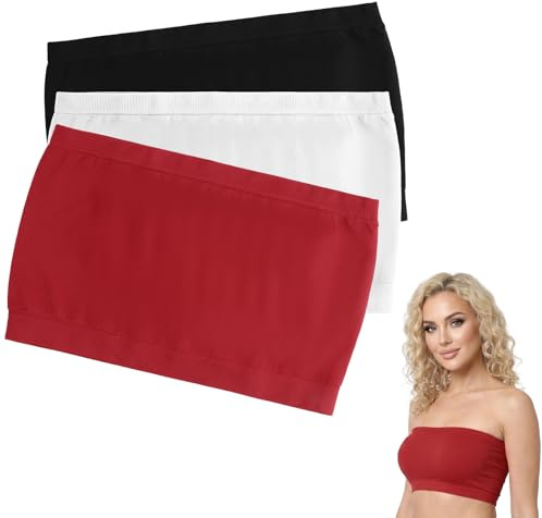 Lot de 3 hauts tube sans bretelles pour femme – Haut bandeau non rembourré pour le sport