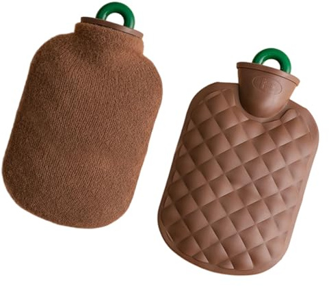 Bolsa de agua caliente caliente de invierno con cubierta de felpa para retención de calor, calentador de cama, dispositivo de calentamiento de manos, botella caliente para días fríos, bolsa caliente