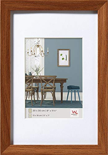 walther design Bilderrahmen eiche dunkel 40 x 60 cm mit Passepartout, Fiorito Holzrahmen EF460P