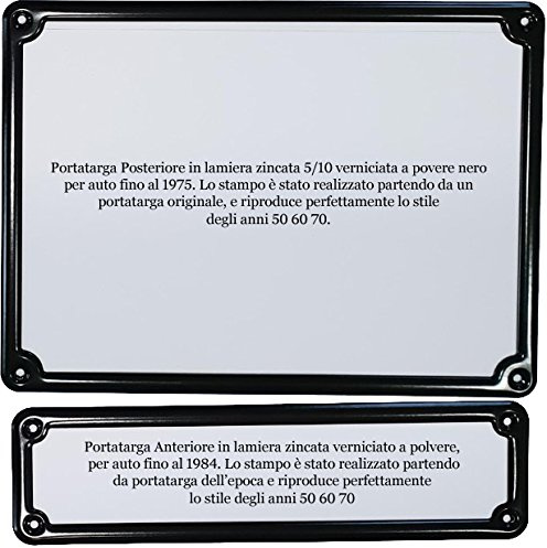 Targhe Storiche - Kit Portatarga Auto Epoca Completo Anteriore + Posteriore dal 1952 al 1975, Progettato per Auto d'Epoca, Made in Italy