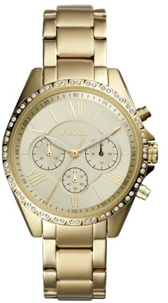 Fossil Women's Modern Courier Quartz Stainless Chronograph Watch, Color: Gold (Model: BQ3378)