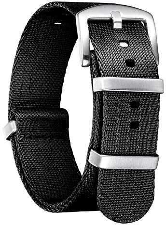 BINLUN Nylon Uhrenarmbänder Dick Premium Ballistic Multicolor Ersatzuhrenarmbänder mit Schwarz/Silbe Edelstahlschnalle für Männer Frauen 18mm 20mm 22mm 24mm (Upgrade Design Version)