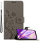 Cadorabo Hülle kompatibel mit Samsung Galaxy A40 Blumen Design aus Premium Kunst Leder Flip Klappbare Stoßfeste Magnetische [Standfunktion] [Kartenfächern] Cover Hülle für Galaxy A40 Tasche in Grau