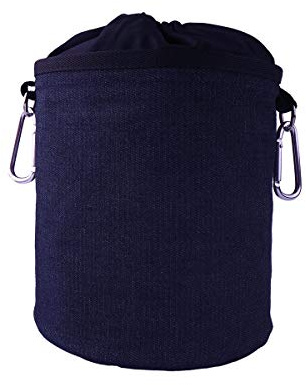 trendfinding Tragbarer Wäscheklammerbeutel aus Denim und Baumwolle mit Zwei stabilen Karabinerhaken, Zugkordelverschluss und Metallstopper zum Aufhängen und zur Aufbewahrung von 150 Wäscheklammern