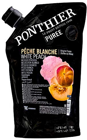 Food-United PFIRSICH WEISS PÜREE Frucht-Püree von Ponthier 4x 1KG für Smoothie-Bowl-Sorbet-Kuchen-Mousse-Torte-Dessert aus ausgewählten Früchten höchster Qualität für Bellini-Cocktails