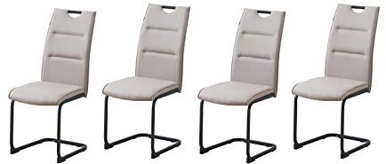HTI living Schwingstuhl DannyC PU Cappuccino Freischwinger Esszimmerstuhl Kunstleder 4-teilig