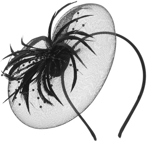 Fascinator Hut Elegante Feder Net Mesh Derby Tee Party Hüte Headwear Elegante Hochzeit Stirnbänder für Frauen Mädchen Schwarz