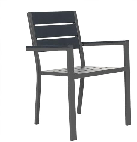 Home Deluxe - stapelbarer Gartenstuhl Madera - BxTxH: 56,6 x 57,5 x 85 cm - Stückzahl: 8 - Gestell: anthrazit, Sitzfläche: hellgrau I Campingstuhl Balkonstuhl Terrassenstuhl