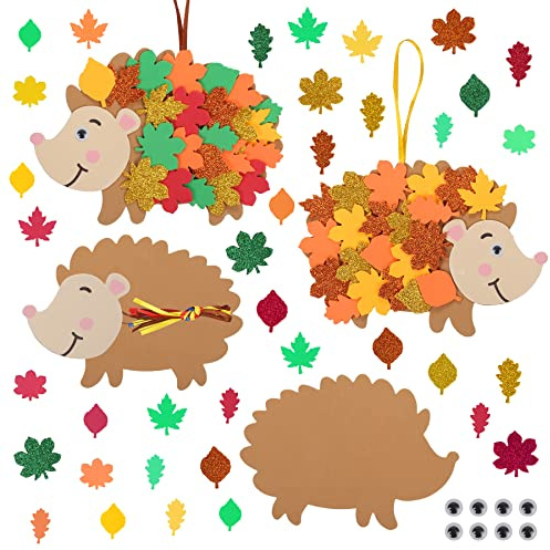 DKINY 12 Stück Igel Bastelsets für Kinder, Igel Mix & Match Deko Anhänger, Kreative Kunst und Bastelbedarf zum Basteln und Dekorieren, Ideale Hängende Deko in Herbst Ostern Frühling