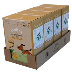 Sammy´s Knusper-Cracker | Herzhafte Snacks für Hunde | Reich an Geflügel | Schonend im Ofen gebacken | Knusper-Cracker mit Käse- und Spinatfüllung | ohne Zuckerzusatz | Trainingssnack | 4 x 1 kg