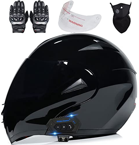 Byroads Bluetooth Helm Motorrad Klapphelm Damen Herren, Motorradhelm mit ECE Zertifiziert Integralhelme mit Doppelvisier, Helm Motorrad mit Mikrofon für Automatische Reaktion 55~62cm