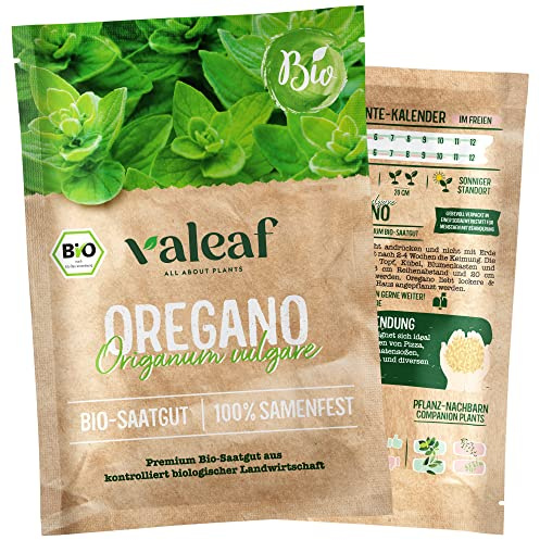 valeaf BIO Kräuter Samen I Premium Kräutersamen zur Kräuter Anzucht I Küchenkräuter für Garten, Balkon I samenfestes Kräuter Saatgut I Pflanzen Samen zum Kräuter Pflanzen (Oregano (BIO))