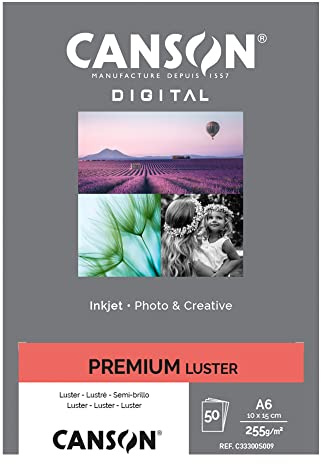 Canson 94661 Inkjet-Papier, 10 x 15 cm, 50 Fg, 255 g, Lustre RC