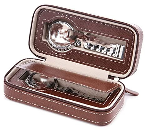 Uhrenbox Uhrenrolle Uhrenetui Uhrenhalter Tragbare Uhrenbox Aus PU-Leder Mit 2/4/8 Schlitzen, Aufbewahrungsbox, Uhren-Organizer-Halter Uhrenaufbewahrung (Color : B, Size : 2 Slot)