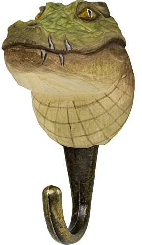 WILDLIFEGARDEN Wildlife Garden WG4549 Haken Krokodil - Handgeschnitzter Tierhaken aus Holz und Metall - Australische Tiersammlung