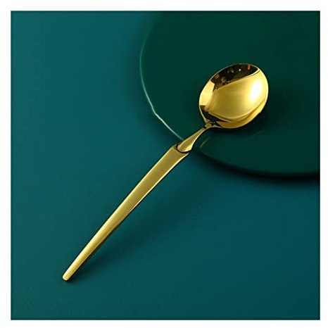 TOMYEUS Table Tea Coffee Soup Spoons Brass Spoon Household Spoon Handmade Coffee Spoon Long Handle Thickened Pure Copper Solid Tableware Dessert Spoon Latte Spoons (Color : D)