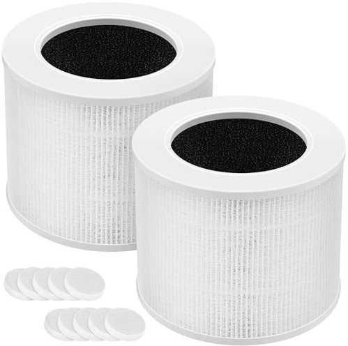 Confezione da 2 filtri HEPA di ricambio compatibili con purificatore d'aria Levoit Core Mini-RF, sistema di filtraggio 3 in 1, filtro HEPA H13 True