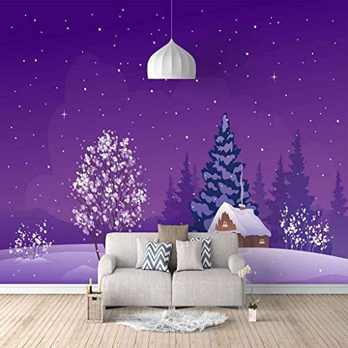 3D Tapete Fototapete Wandbild Lila Weihnachtsiglu Tapete 3D Wandbild Wandtapete Wandposter Wandaufkleber Bordüre Selbstklebend Backstein Badezimmer Schlafzimmer Abnehmbares Wandfoto 300(B) x210(H) cm