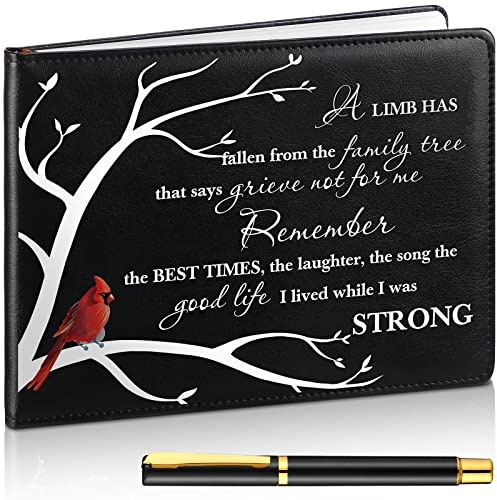Yingzhao Funeral Guest Book for Memorial Service in Loving Memory Guest Book with Pen 144 Pages Cardinal Celebration of Life Party Supplies Funeral Sign in Books for Guests