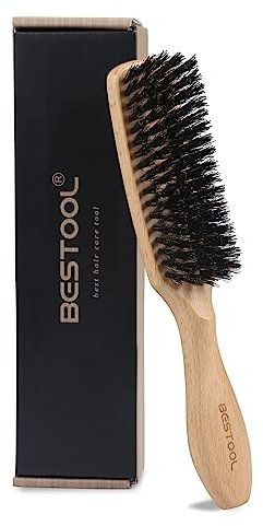 BESTOOL Hair Brush, Boar Bristle Hair Brush for Women Men Children Smoothing & Styling, Slick Back Hairbrush, Natural Boar Bristle Brush for Thin, Fine Hair, Improve Hair Texture (Natural)