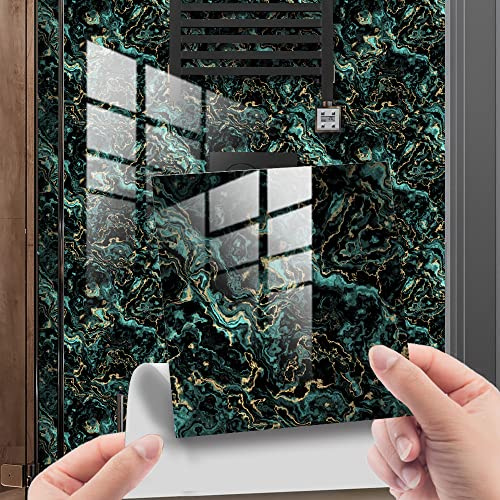 HORIWE Marble Tile Stickers for Kitchen Bathroom Backsplash Wall Thickening PVC Decal Sticker Adhesive Tile Art DIY Home Decor Waterproof Oil Proof 20pc 20x20cm Green