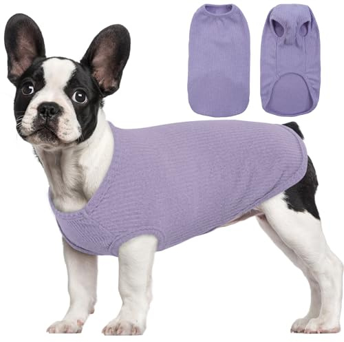 Hundeshirt für Mittelgroße Hunde | Sommer Hund T-Shirt Atmungsaktiv & Leicht | Weich & Bequem, Rundhals Design | Hunde Bekleidung | Schlank Französische Bulldogge, Beagle (Lila L)