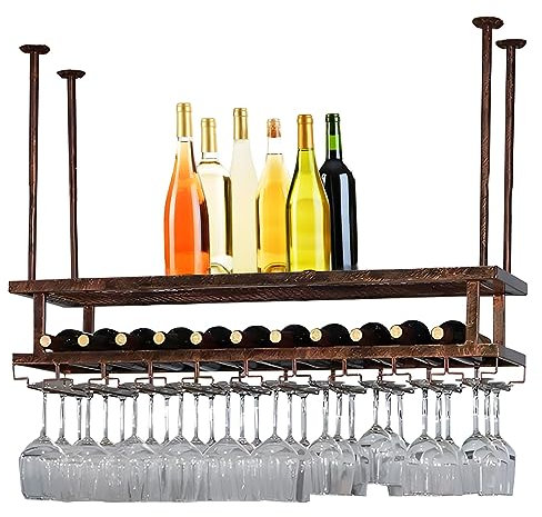 LIGUOYI Weinglashalter Regal, Hängender Weinglashalter Breite Und Höhe Verstellbar Gläserschiene Leicht Zu Montieren 60~200CM Weinregal Aus Metall An Der Decken, Für Bar Küche Zuhause