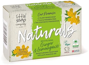 Little Soap Company Natural Range - Ginger & Lemongrass Bar Soap (100g) | Vegan, Cruelty Free & Eco Friendly, Hand, Face & Body Soap | No SLS and Parabens | Antibacterial with Cleansing Essential Oils