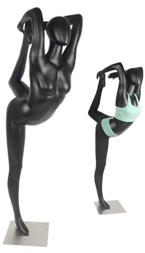 Manichino Lo Yoga Posa Il Corpo Intero del Manichino Femminile, Mostra Il Busto Della Forma del Vestito, Modello Fittizio Leggero e Realistico, Corpo del Manichino Sportivo Staccabile ( Color : Black-
