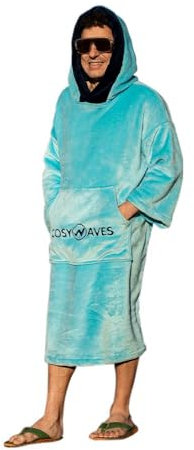 COSYWAVES Surf Poncho | Badeponcho | Handtuch-Poncho mit Kapuze | Damen Herren und Jugendliche | Ultraleicht und Schnelltrocknend | Warm | Atmungsaktiv