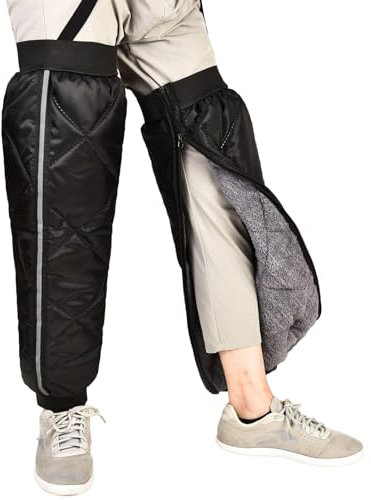 Reyox Unisex Radsport Beinlinge, Wasserdicht Winddicht Beinstulpen, Winter Thermo Kniewärmer Schwarz Länge 55cm
