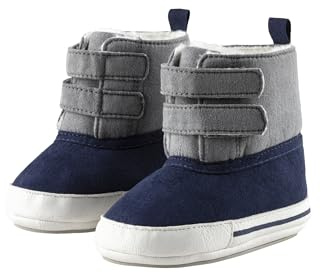 Sterntaler Babystiefel aus gewebtem Velour mit Kunstleder, Jungen - mit aufgenähter und rutschfester Sohle - Klettverschluss - gefüttert mit Teddyflausch, marine, 22