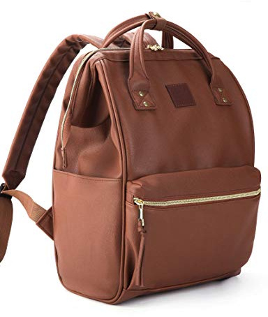 Kah&Kee Damen Rucksack PU-Leder Wasserdicht 15.6-16 Zoll Elegant Laptop-Tasche für Lehrerinnen & Büro-Arbeit, Vintage Daypack ideal als Handgepäck für Reisen(Braun, groß)