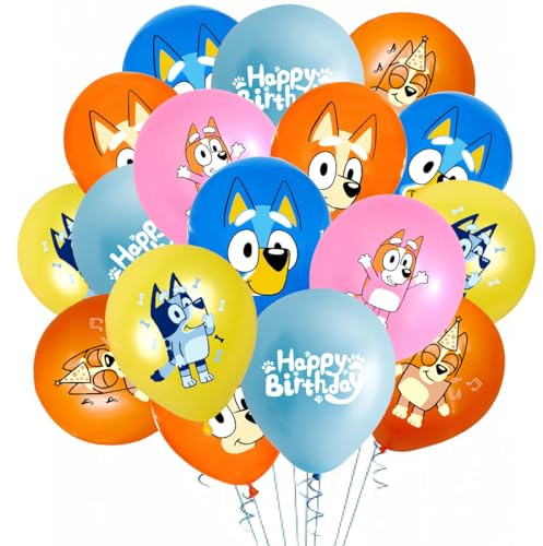 42 Stück Ballons, Hundemuster Ballondekoration, Bluy Geburtstagsdeko, Geeignet für Kindergeburtstag, Babyparty, Abschlussfeier, Themenparty