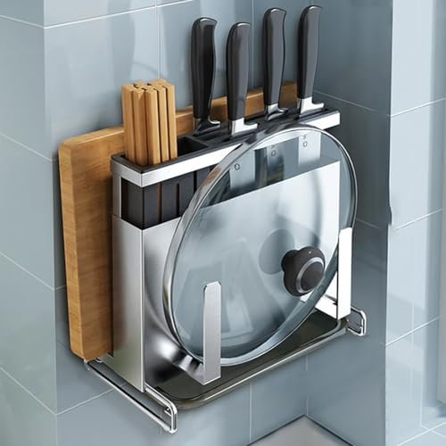 TT-YEC Lochfreier, An Der Wand Montierter Messerhalter Aus Edelstahl, Universelles Küchenregal, Bietet Platz Für 7 Messer, Mit Ablaufschale Und Belüftungslöchern.,D