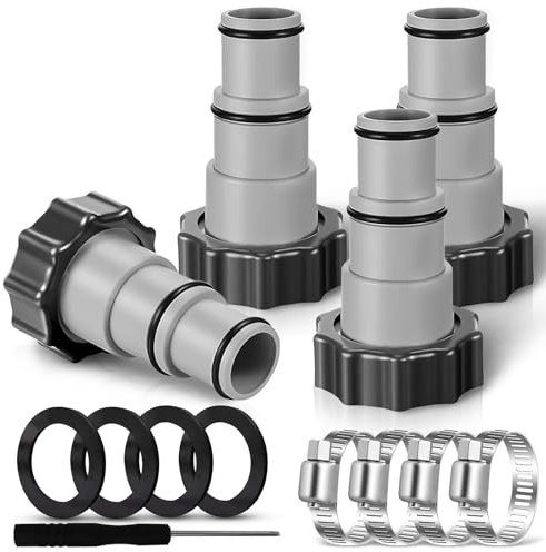 4 Stück Pool Adapter A, Schlauchadapter Pool für 32 Auf 38 mm Schlauchadapter für Pumpen Poolschlauch Adapter A, A-Serie, mit Innengewinde zum Verschrauben, Anschluss für Pool-Schlauc (4)