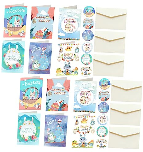PLAFOPE 1satz Dekorativen Osterkarten Mit Umschlägen Faltkarten Mit Klassischem Osterdesign Für Festliche Grüße Und Einladungen Karten Umschläge Aufkleber