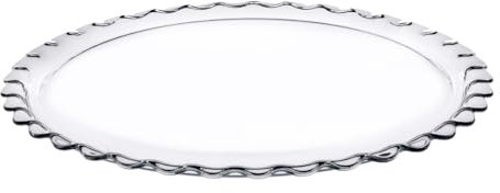 JUANIO Plat à tarte rond en verre transparent, plat à gâteau, plat de service - Diamètre 37 cm