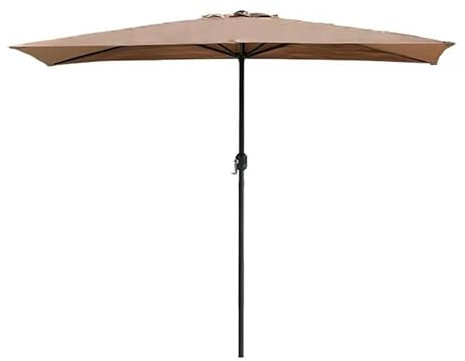 Parasol demi-balcon 250x130cm, parasol mural extérieur de jardin, parasol demi-rond avec manivelle, imperméable, protection UV auvent en polyester(Khaki)
