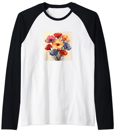 Bouquet de cyclamen - Couleurs pastel - Motif floral Manche Raglan