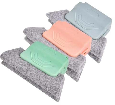 Pulitore per binari delle finestre, 3 spazzole efficaci per finestre a mano per scanalature, strumento di pulizia efficace multifunzionale per binari doccia e persiane