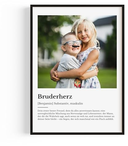 GiveSmiles Foto Geschenk für Bruderherz — Dein Foto als personalisiertes Geschenk – Perfekt als Weihnachtsgeschenke & Geburtstagsgeschenk für deinen Bruder — Einzigartiges Geburtstagsgeschenk für Ihn