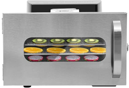 SICHENSH Essiccatore automatico in acciaio inox a 6 piani, asciugatrice, congelatore con clip alimentare, essiccatore per frutta, essiccatore per verdure, essiccatore per carne, 400 W