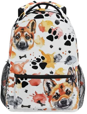 Schulrucksack, Süßer Hund Und Pfote Outdoor Kinder Rucksack Personalisierte Kindertasche Für Jungen Kinderzimmer Ausflüge 29X40Cm
