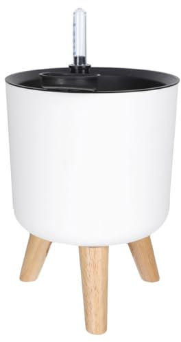 BESPORTBLE Maceta Autorriego Moderna con Indicador Agua Maceta Plástica con Soporte para Plantas De Interior Y Exterior Diseño Elegante Blanco