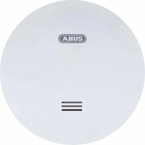 ABUS Flacher Rauchmelder RWM160 - mit 10-Jahres-Batterie - Q-Label und DIN EN 14604 geprüft - Blinken bei Nacht reduziert - Weiß (Packung mit 5)